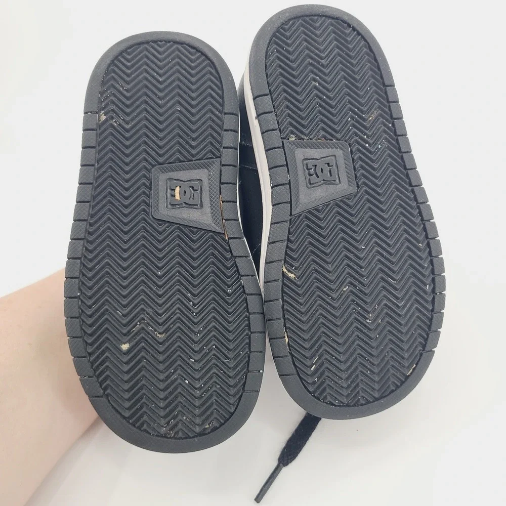 DC Shoes Spark High RS Black Leather‎ Toddler Sneakers High Top Skater Shoes 8C